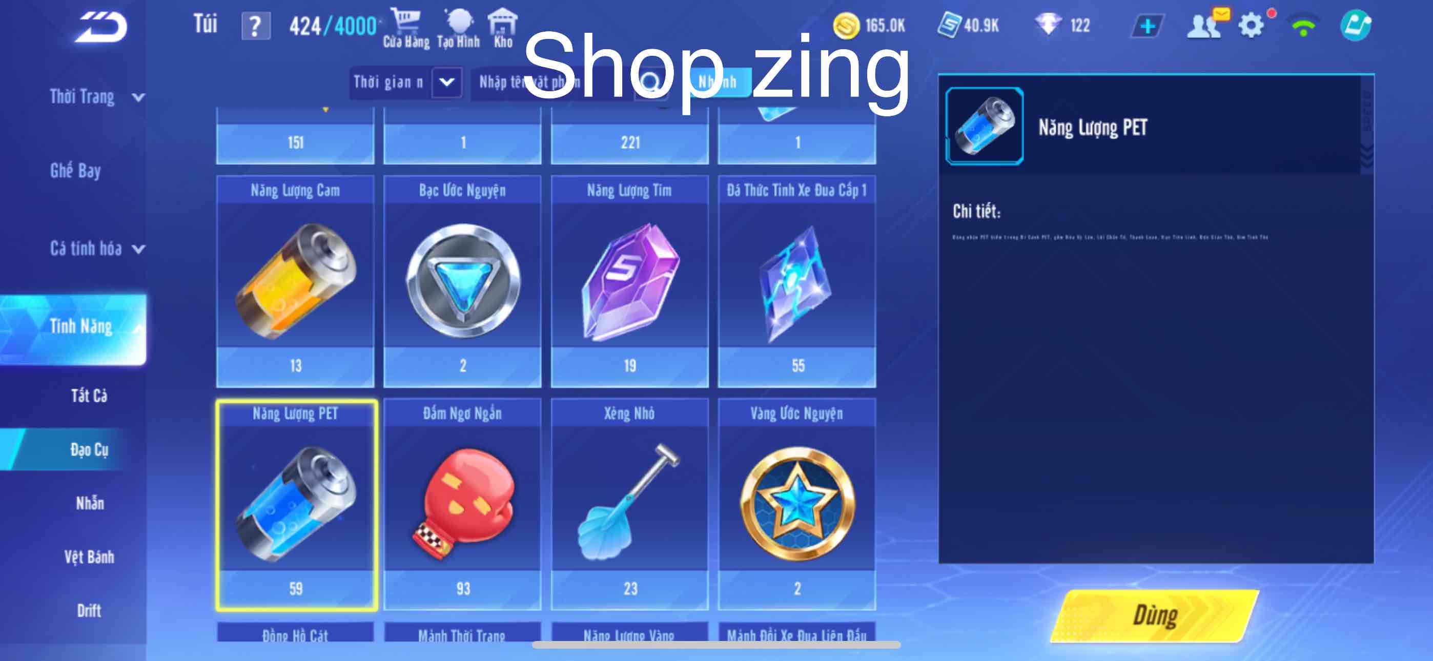 3. Tài khoản Z2374 - hình ảnh túi đồ